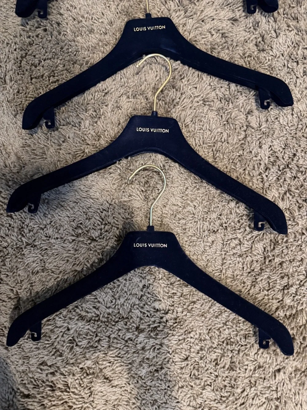 Louis Vuitton Navy Velvet Hangers with Gold Hooks - Set of 4